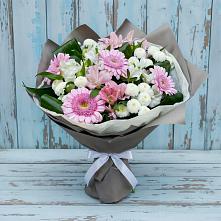 Букет цветов из:  Герберы, Альстромерии и Хризантемы в Константиново Сергиево-Посадского района