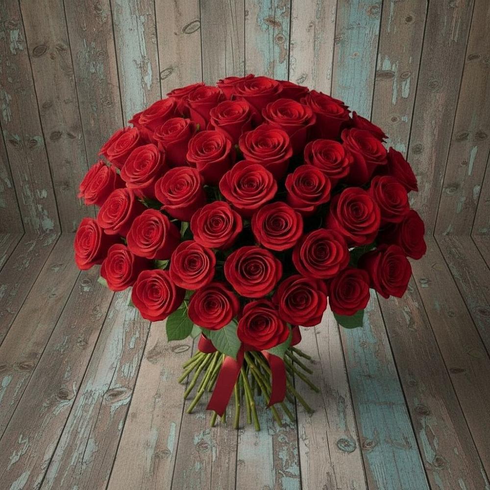 Букет 55 Красных роз Фридом в Константиново Сергиево-Посадского района