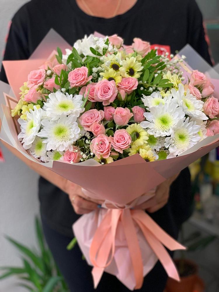 Букет цветов из: Розы и Хризантемы в Константиново Сергиево-Посадского района