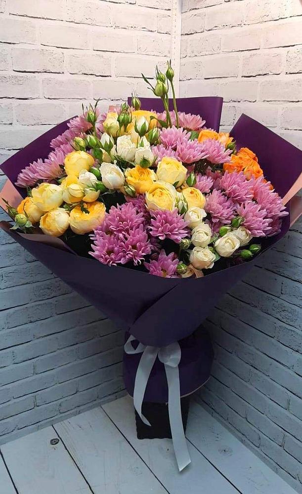 Букет цветов из: Хризантемы и Розы в Константиново Сергиево-Посадского района