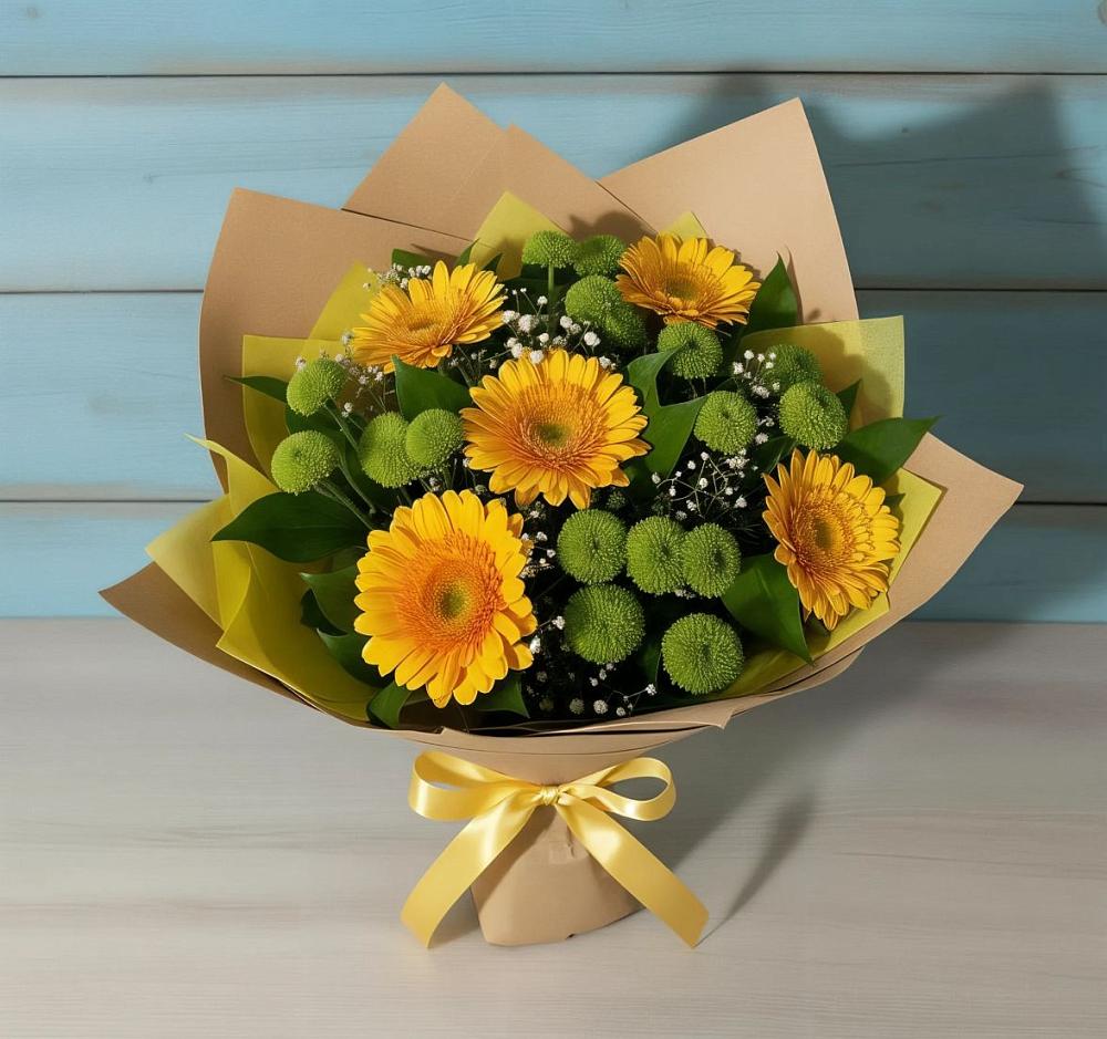 Букет цветов из: Герберы и Хризантемы в Константиново Сергиево-Посадского района