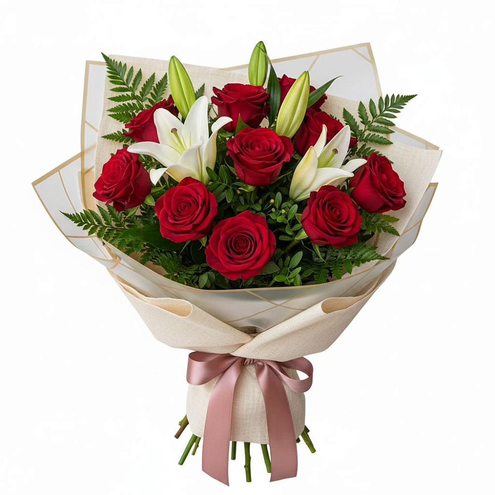 Букет цветов из: Лилии и Розы в Константиново Сергиево-Посадского района