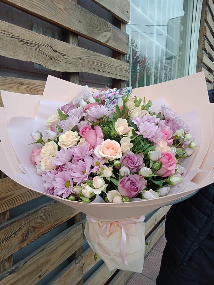 Букет цветов из: Розы и Хризантемы в Константиново Сергиево-Посадского района