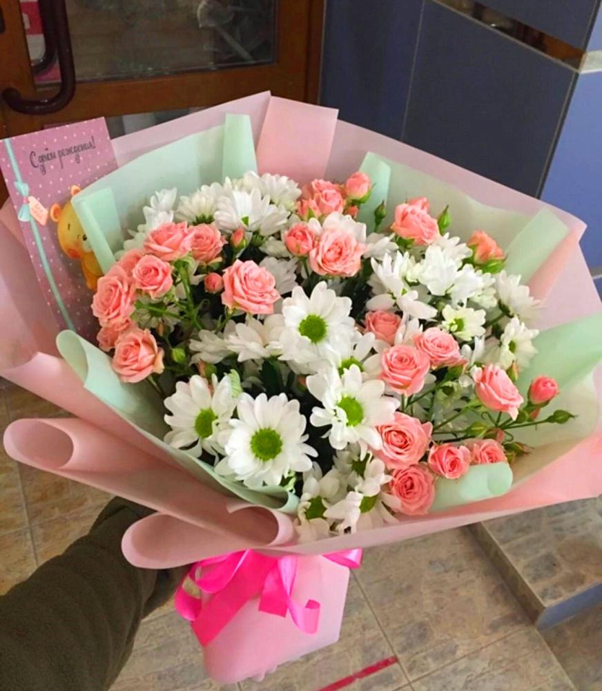 Букет цветов из: Розы и Хризантемы в Константиново Сергиево-Посадского района