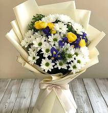 Букет цветов из:  Ирисы, Хризантемы и Розы #REPLACE_PRED# Константиново Сергиево-Посадского района