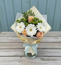 Букет цветов из:  Герберы, Розы и Хризантемы в Константиново Сергиево-Посадского района