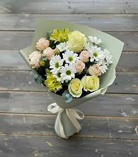 Букет цветов из:  Альстромерии, Розы и Хризантемы в Константиново Сергиево-Посадского района
