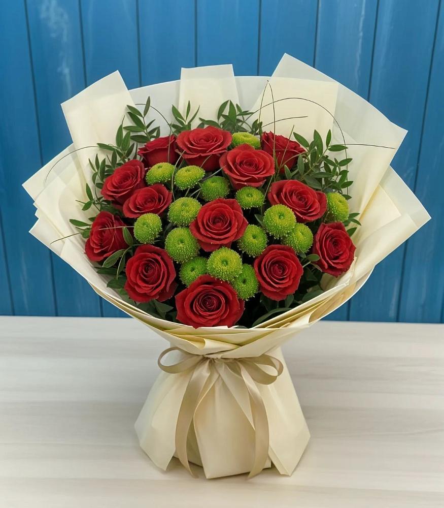 Букет цветов из: Розы и Хризантемы в Константиново Сергиево-Посадского района