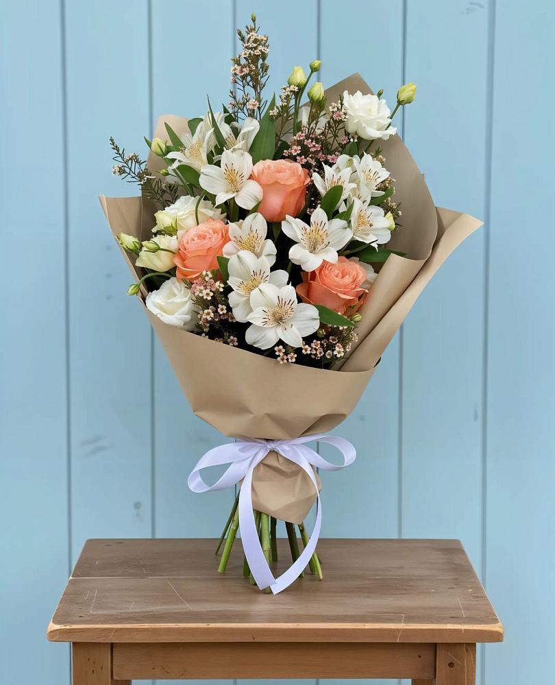 Букет цветов из: Альстромерии, Лизиантусы, Розы и Хризантемы в Константиново Сергиево-Посадского района