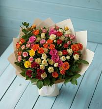Букет Микс из разноцветных кустовых роз в Константиново Сергиево-Посадского района
